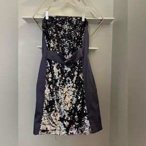 Strapless, sequins dress